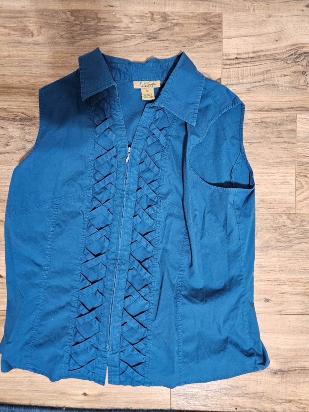 Steel Blue Zip Sleeveless Top Sz XL
